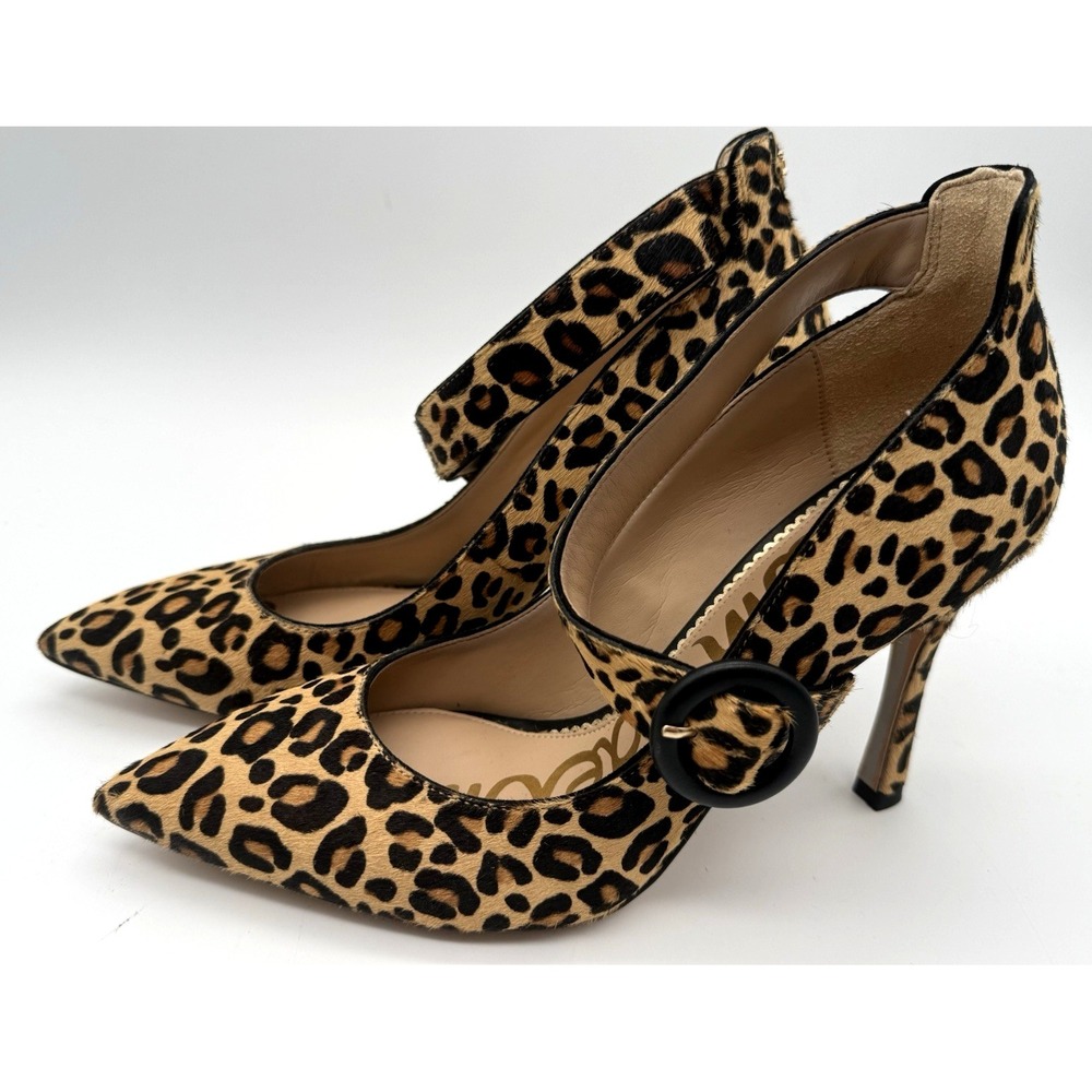 Sam Edelman Pointed-Toe Haircalf Pumps Hinda Nude Leopard Size 7.5